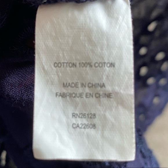 Echo Navy Eyelet Swim/Beach Cover-up Tunic, Silver O-Ring Plunge Neck, Medium - Picture 15 of 16